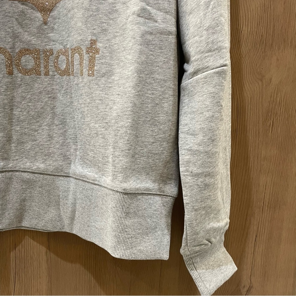 Isabel Marant Heather Gray Sweatshirt with Brown Logo - Picture 4 of 9